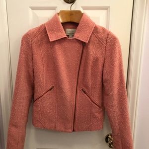 Hinge Pink Bouclé Moto Jacket Sz XS